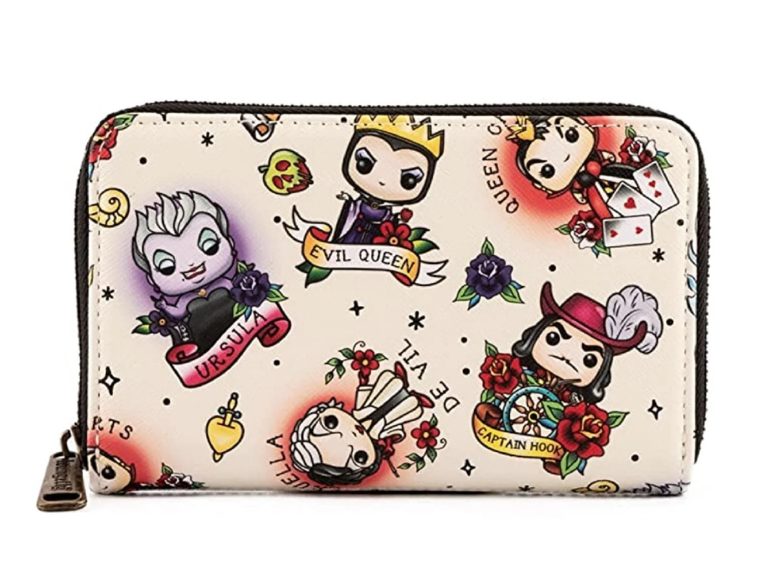 Loungefly POP Disney Villains Tattoo All Over Print Faux Leather Wallet - Image 1