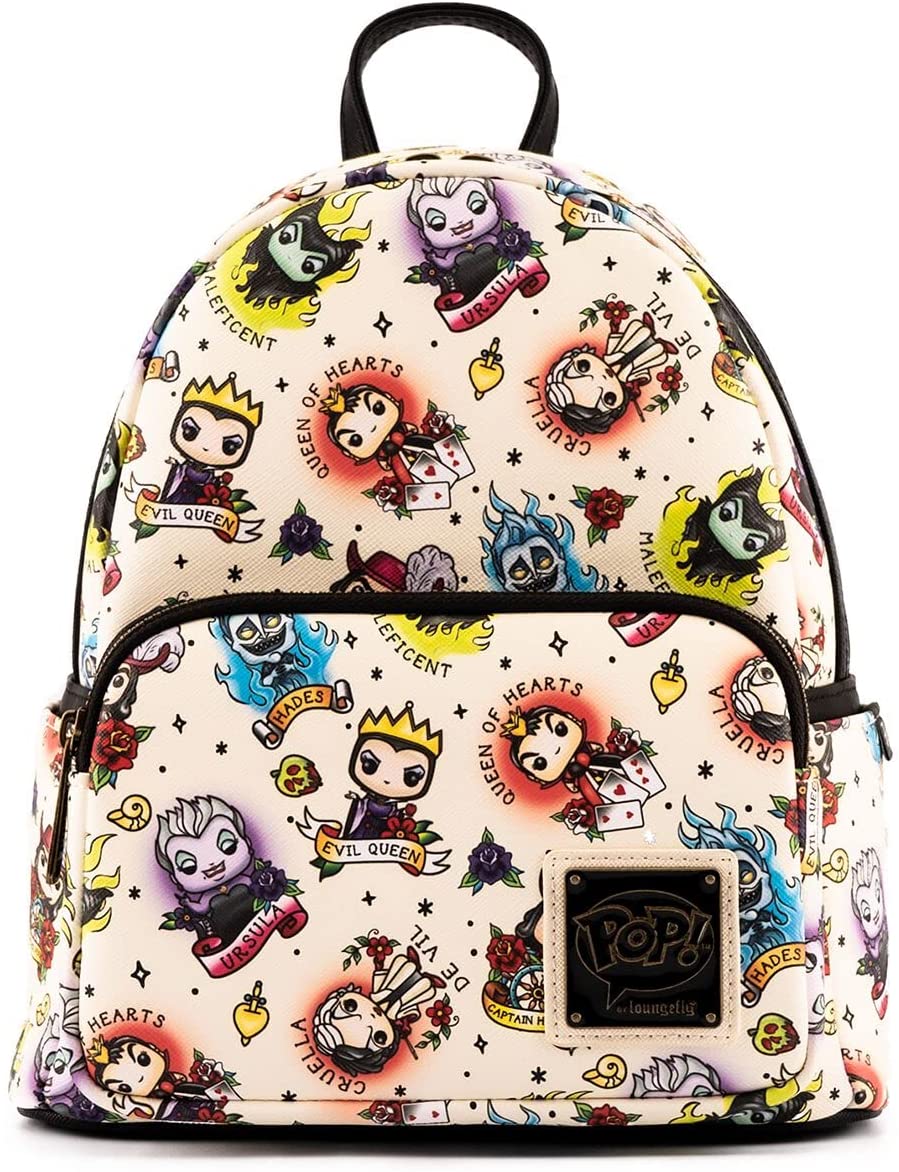 Loungefly POP Disney Villains Tattoo All Over Print Shoulder Mini Bag Purse