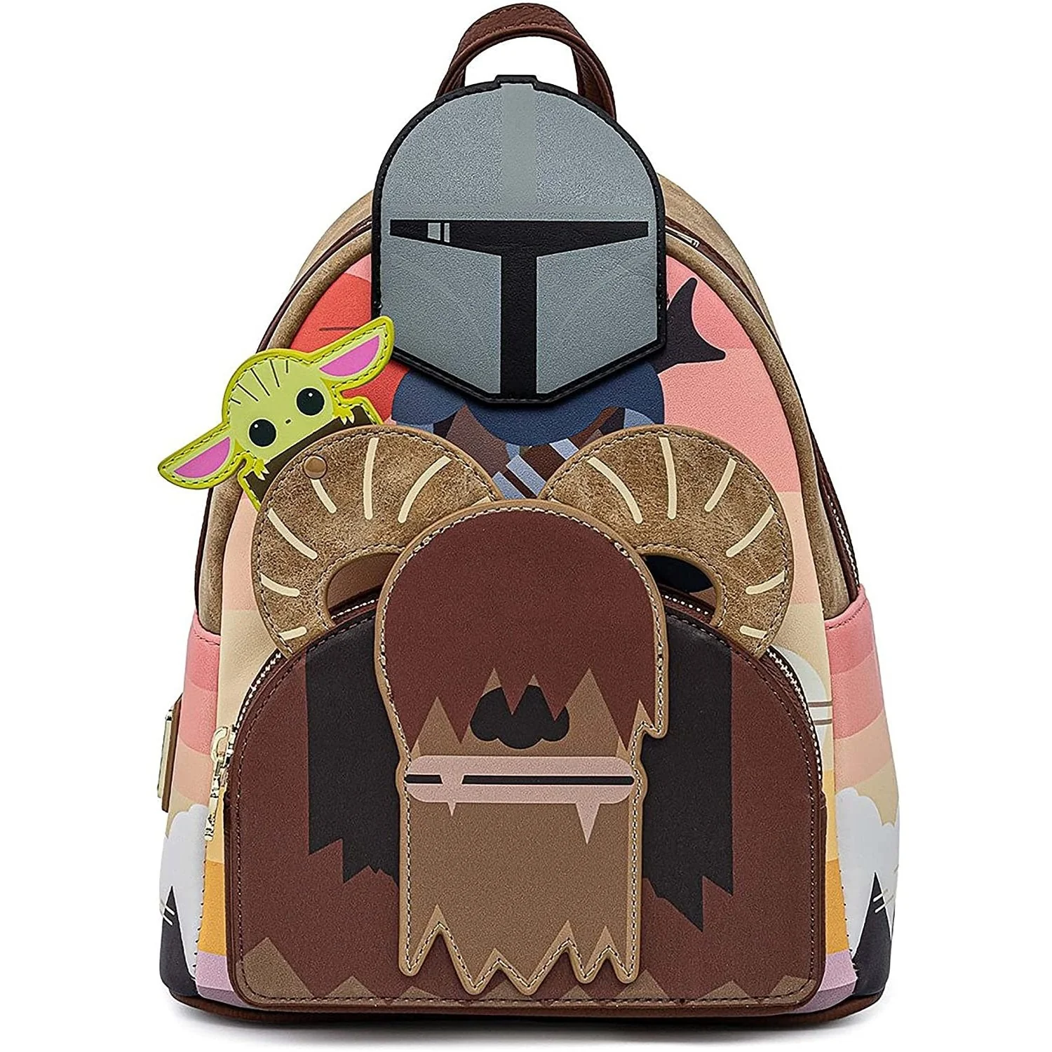 Loungefly Star Wars The Mandalorian Bantha Ride Mando and Baby Yoda Mini Backpack Bag - Image 1