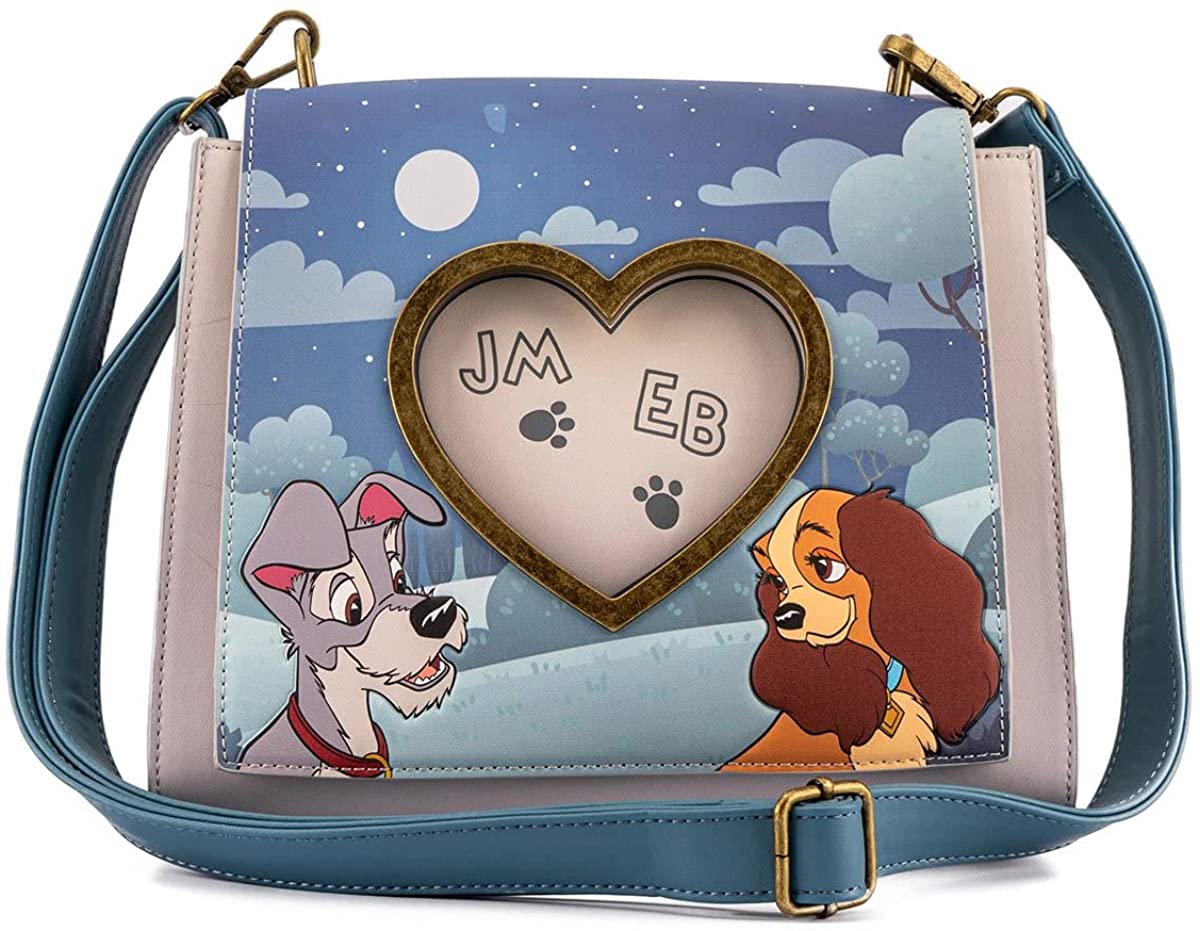 Loungefly x Lady and the Tramp Heart Paw Prints Crossbody Purse - Image 1