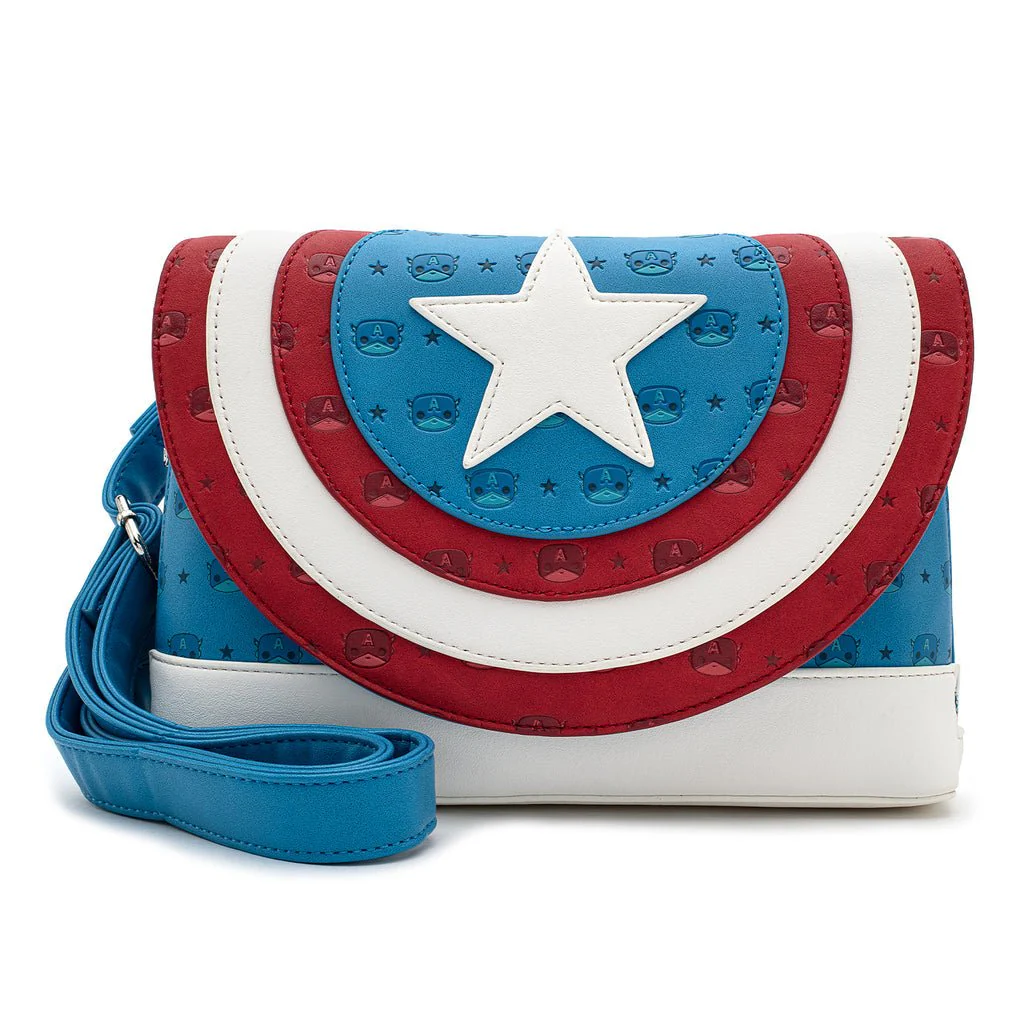 Loungefly X Marvel Funko Captain America Debossed Shield Crossbody Bag