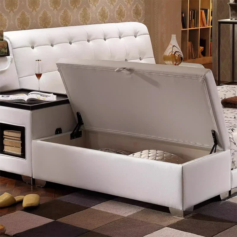 Space Pop Storage Built-in Ottoman Leather Bed - Image 2