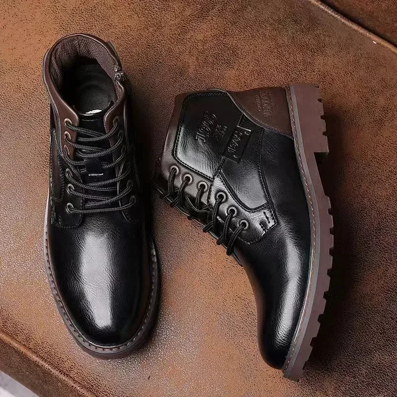 Fashion High-Cut Lace-up Vintage Style Men Winter Boots - Image 2