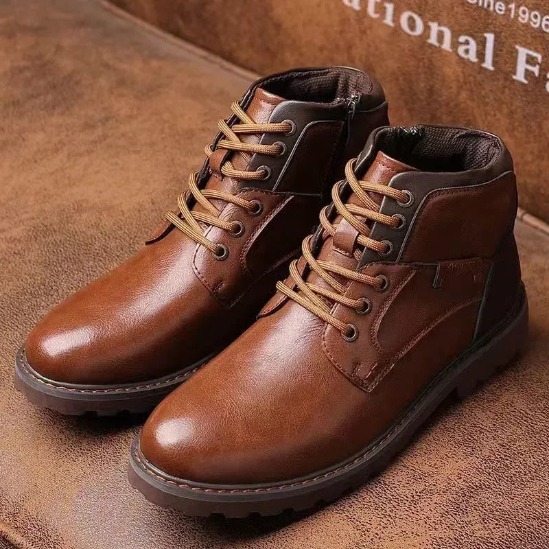 Fashion High-Cut Lace-up Vintage Style Men Winter Boots - Image 3