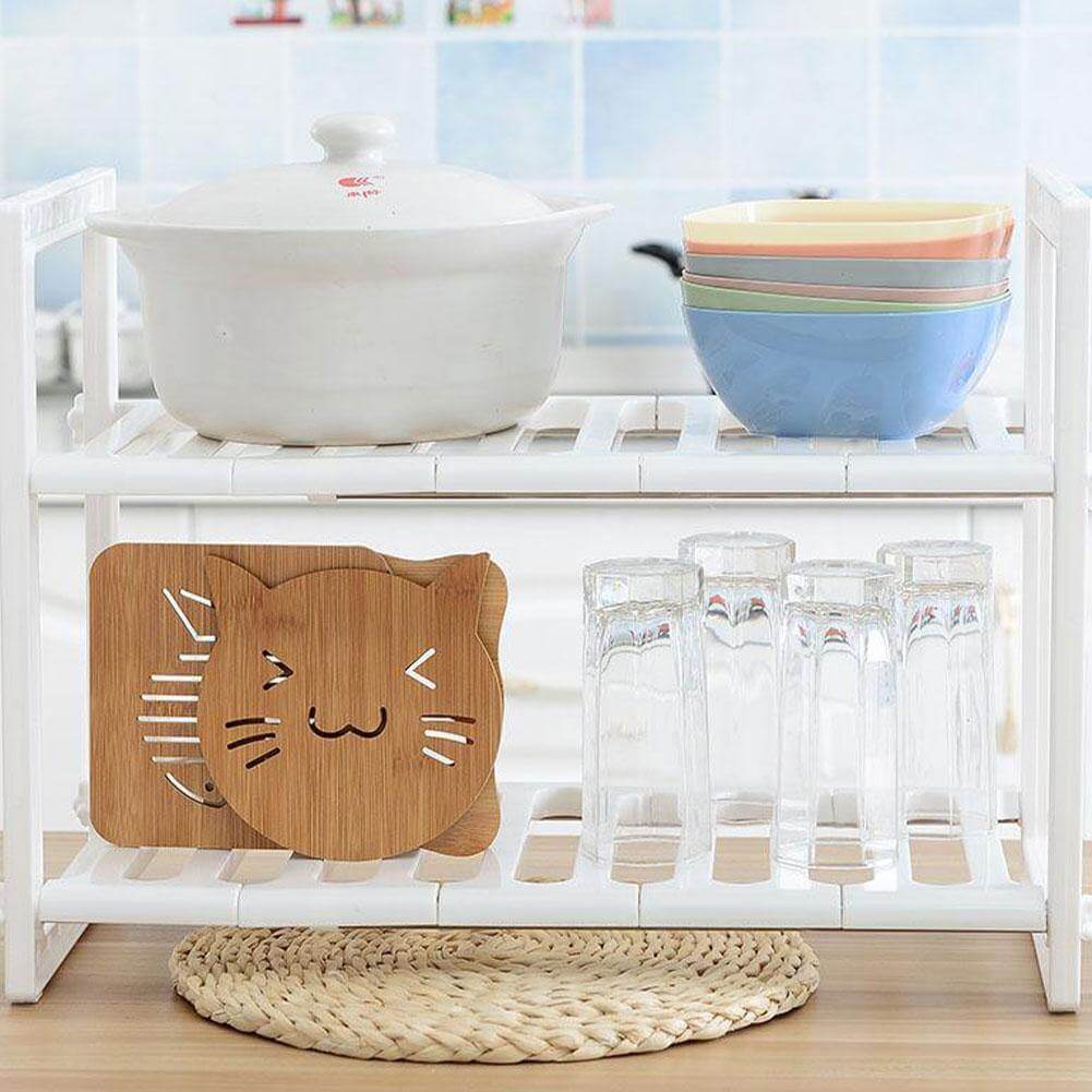 Adjustable Double Layer Kitchen Dish Storage Rack - Image 3