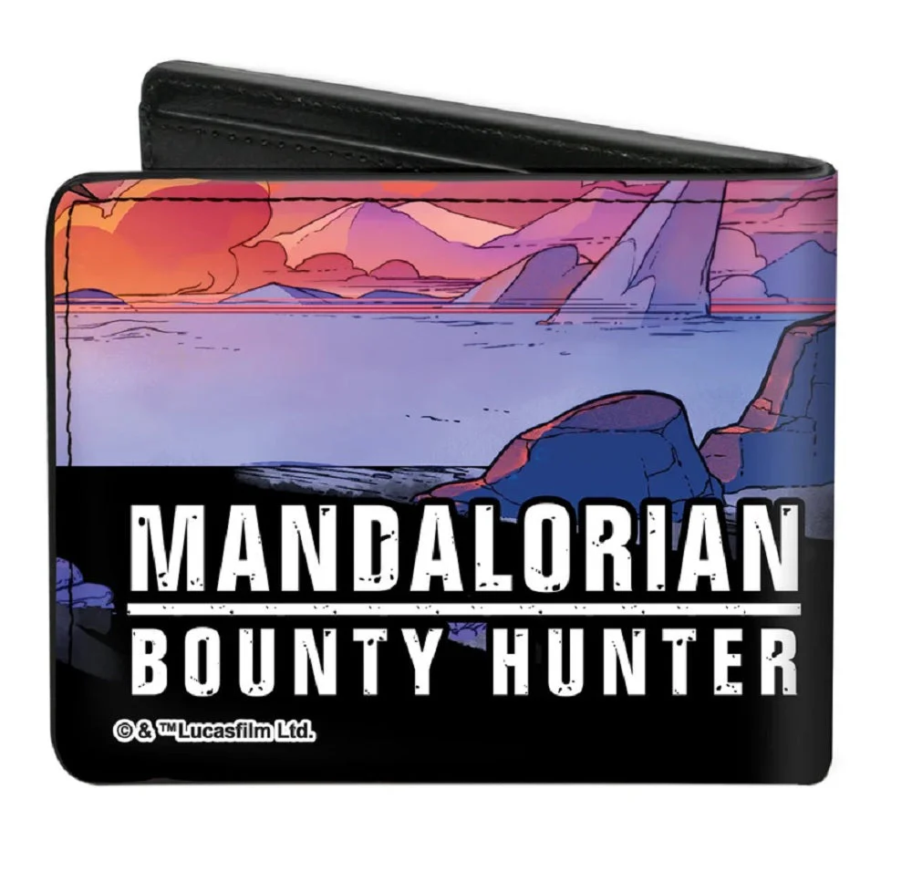 Star Wars The Mandalorian Helmet Scenes Bounty Hunter Logo Bi-fold Wallet - Image 2