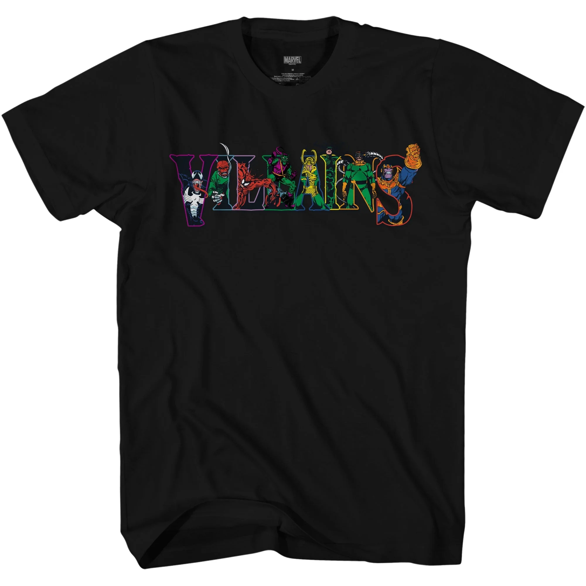 Marvel All Star Villains Varsity Logo Adult T Shirt - Image 1