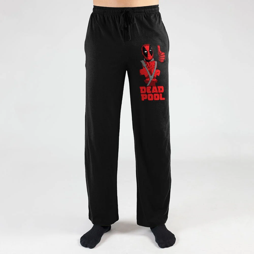 Marvel Comics Deadpool Thumbs Up Print Pajama Sleep Pants - Image 1