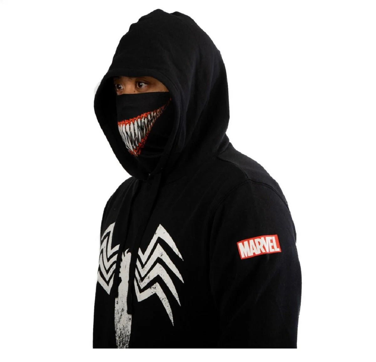 Marvel Comics Venom Logo Smile Adult Hoodie with Built-in Mask - Image 3