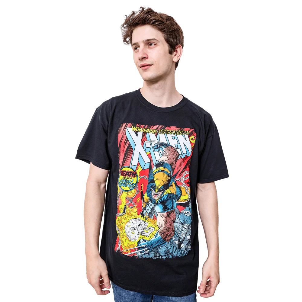 Marvel Comics X-Men Battle Royale: Wolverine vs Ghost Rider Adult T-Shirt - Image 2