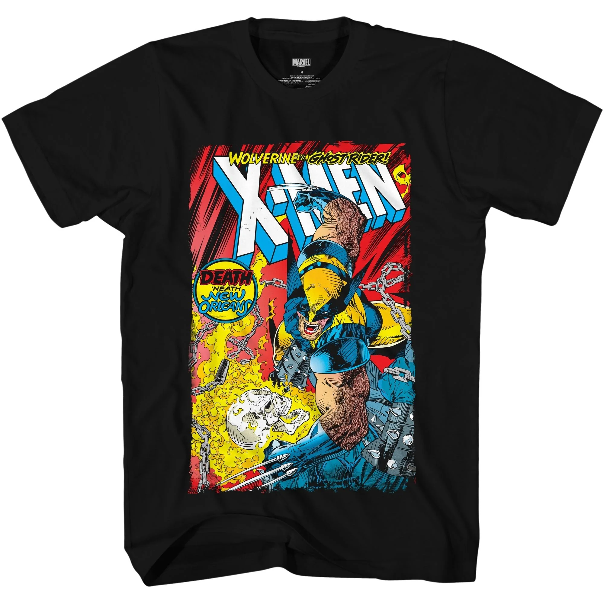 Marvel Comics X-Men Battle Royale: Wolverine vs Ghost Rider Adult T-Shirt - Image 1