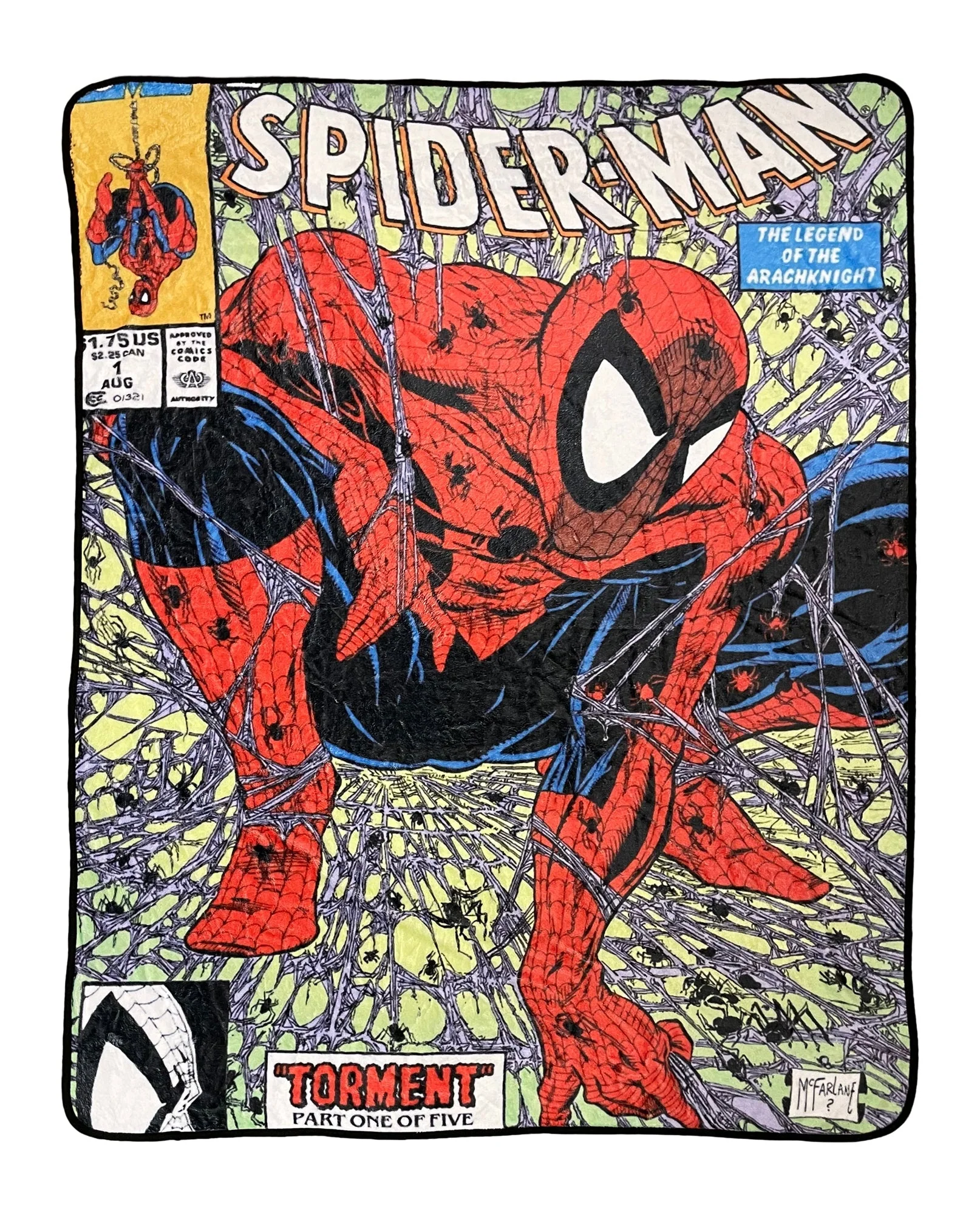 Marvel Spider-Man 90’s Cover Torment Fleece Throw Blanket
