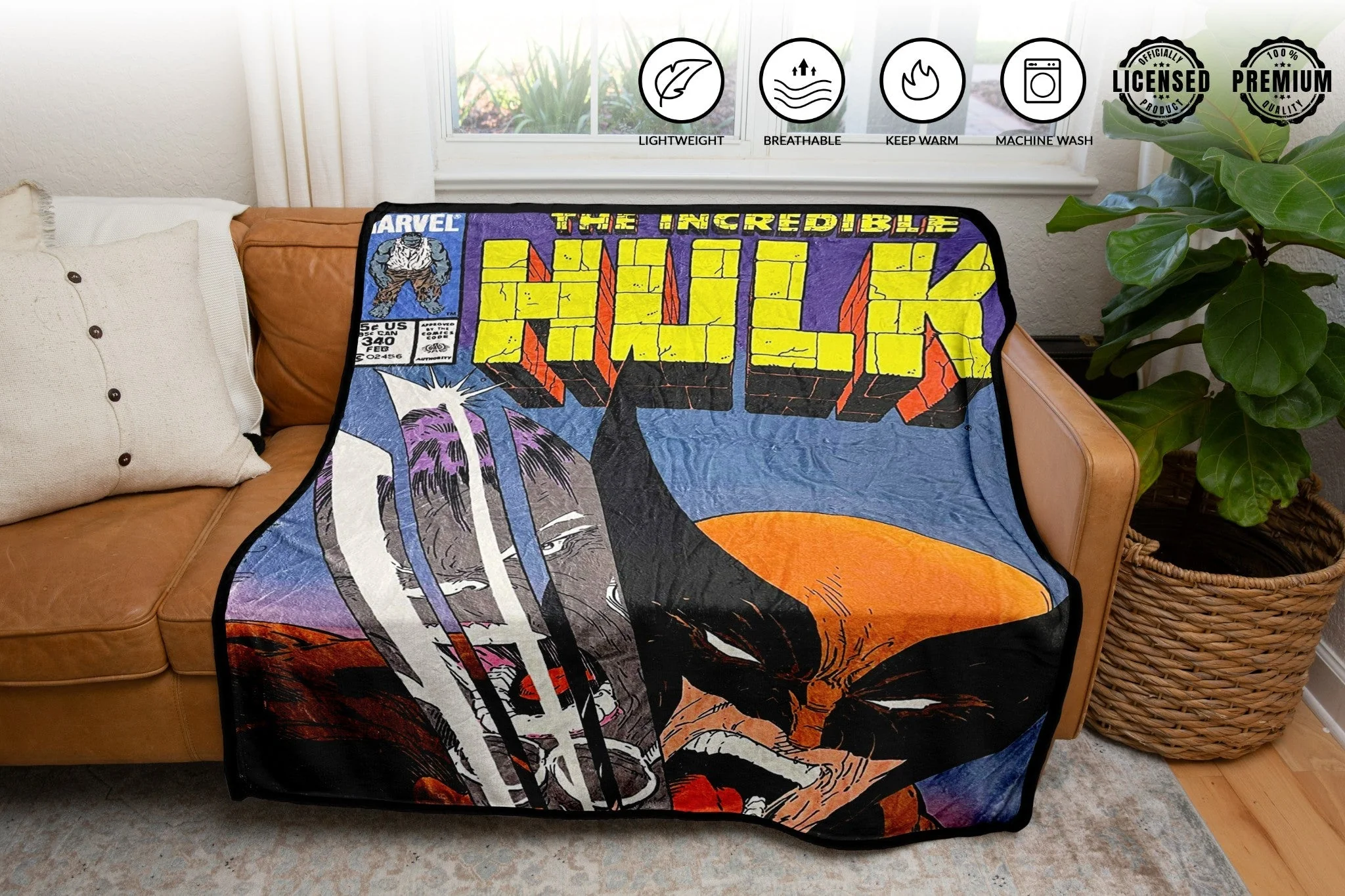 Marvel The Incredible Hulk Vs Wolverine Fleece Throw Blanket - Image 3