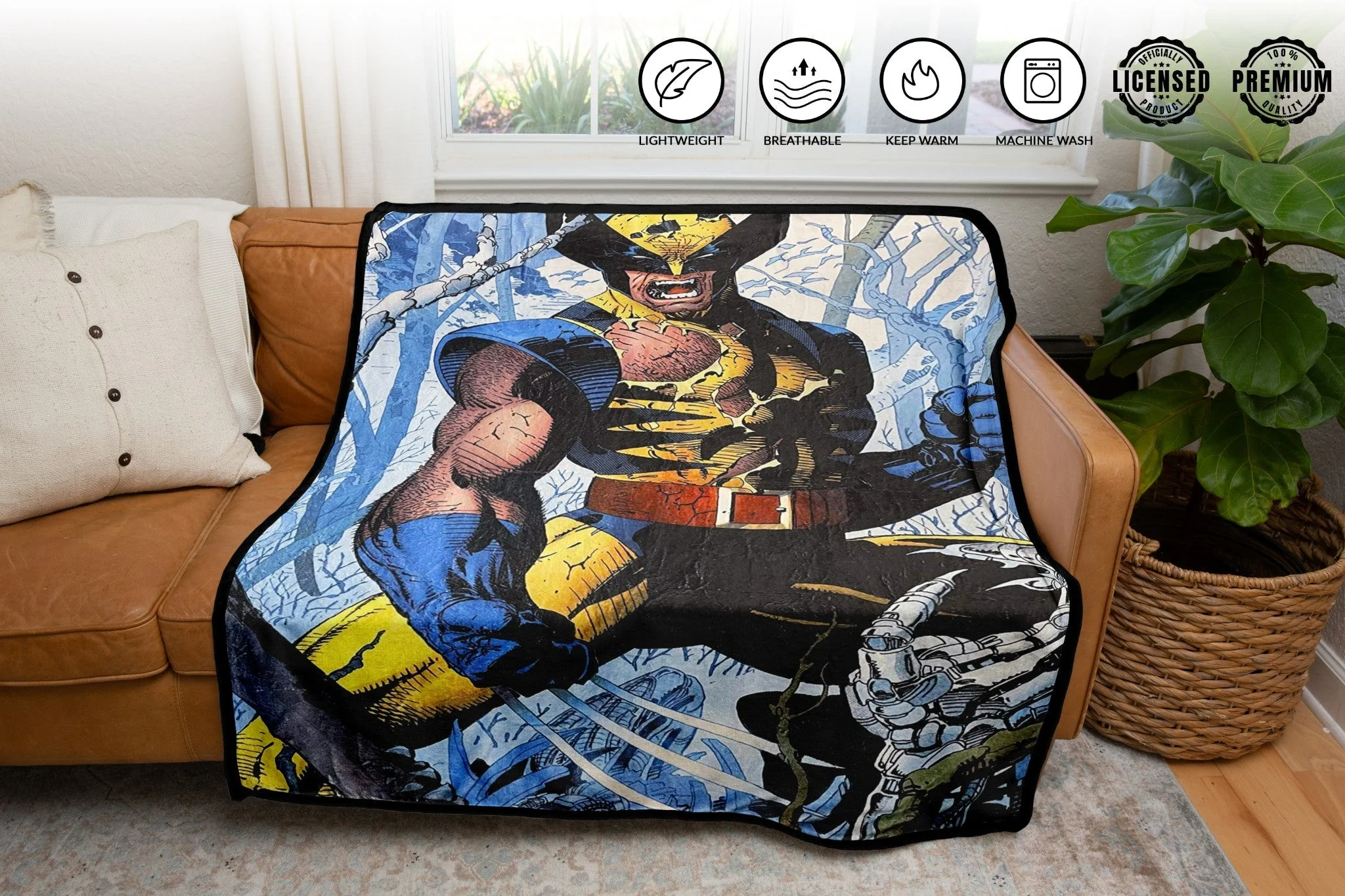 Marvel Wolverine Cover Jim Lee Fleece Throw Blanket - Image 2