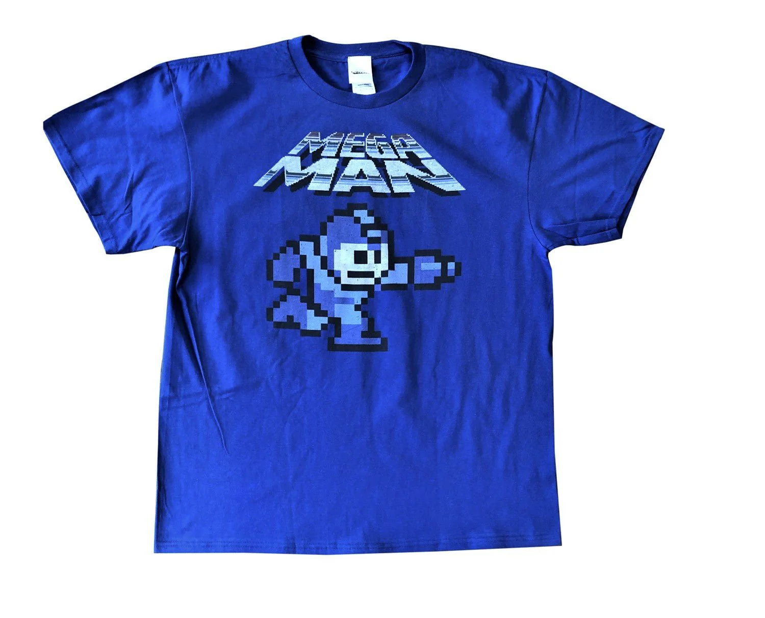 Mega Man Running And Gunning Gamer Adult T-Shirt - Image 1