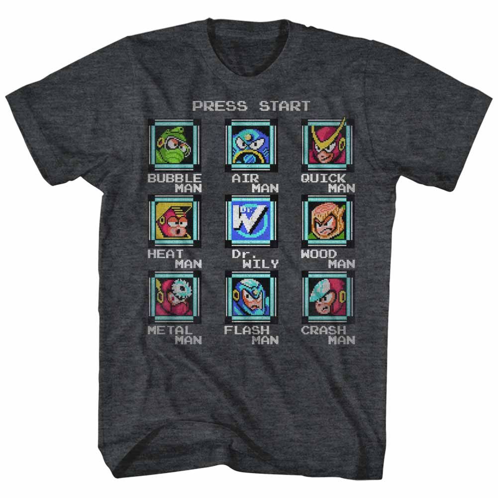 Mega Man Stage Select Capcom Gamer Officially Licensed Adult T-Shirt - Image 1