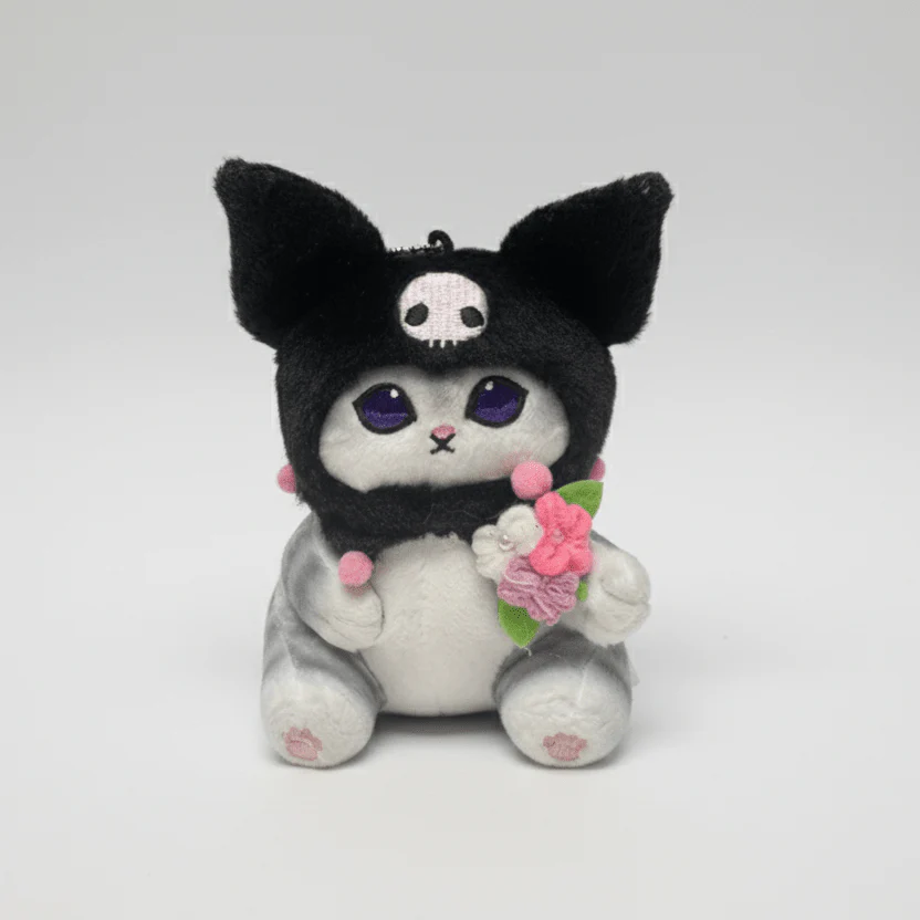 Mofusand Sanrio Kuromi Cat Plush Keychain - Image 2