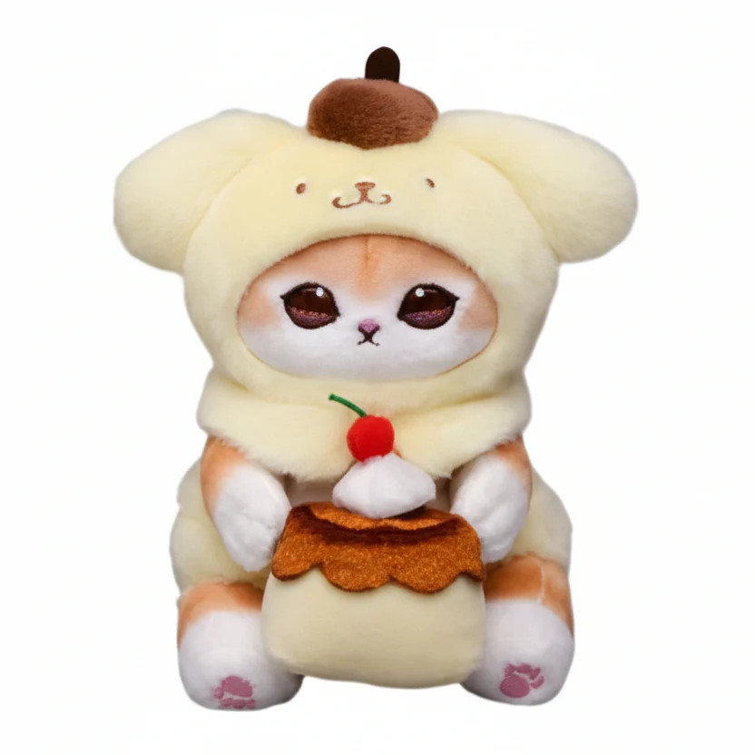 Mofusand Sanrio PomPom Purin Cat Plush 9" - Image 1