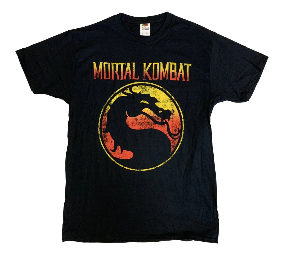 Mortal Kombat Vintage Logo Adult Graphic T-Shirt - Image 1