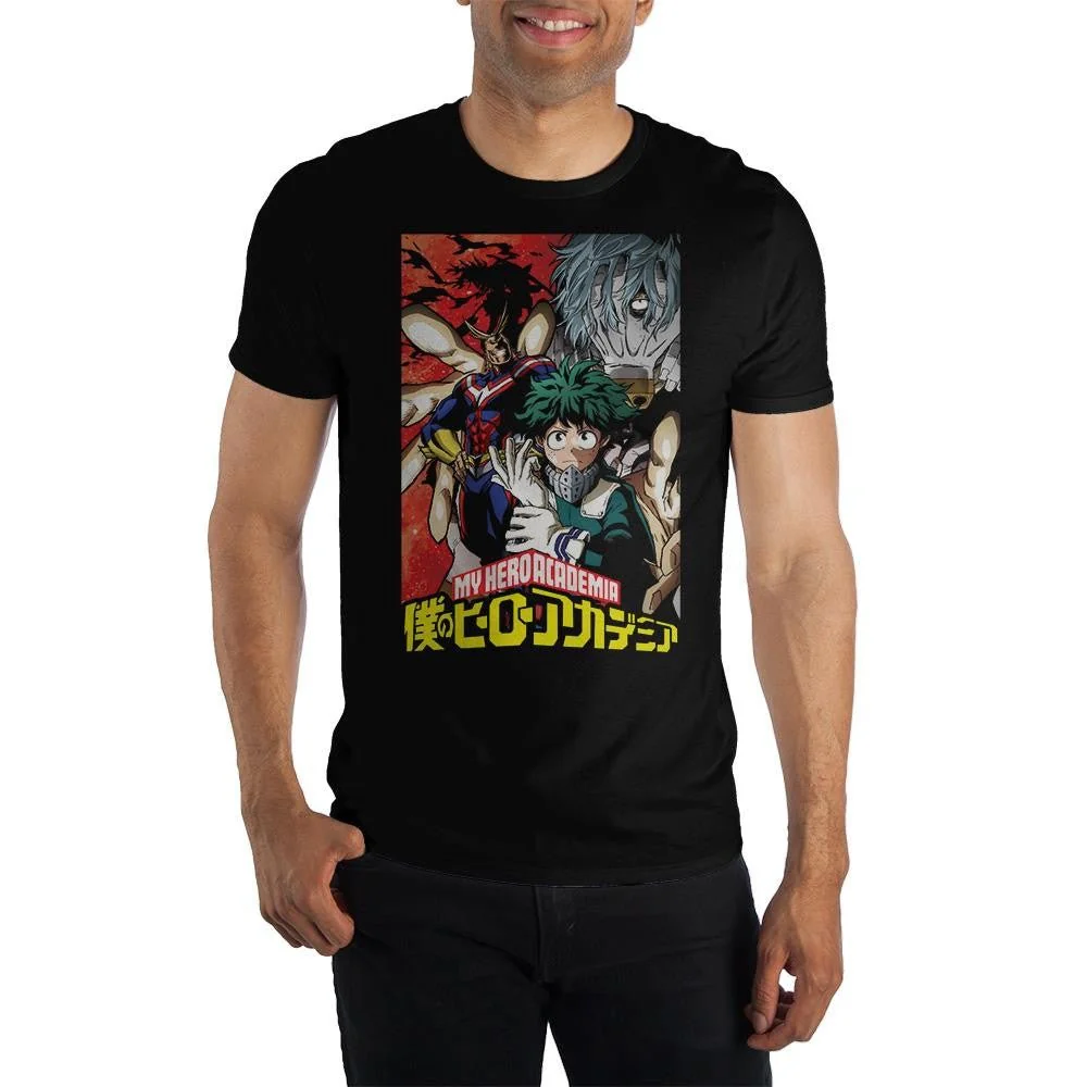 My Hero Academia Group Japanese Bioworld Adult T-Shirt - Image 1