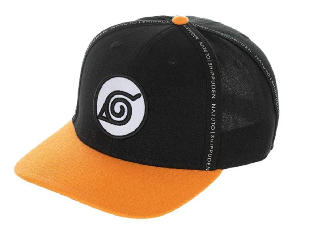 Naruto Shippuden Taping Pre-Curved Adjustable Snapback Hat Cap Black - Image 1