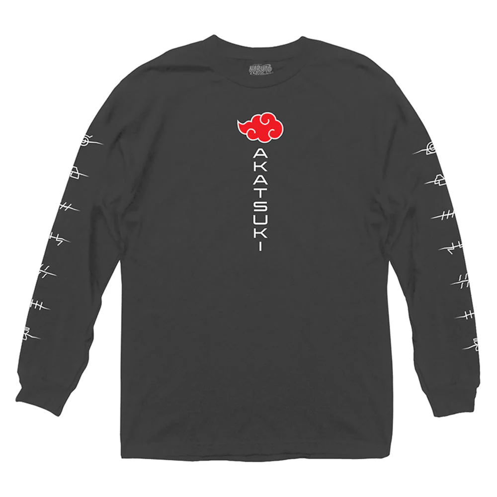 Naruto Shippuden Akatsuki Anti Village Symbols Anime Adult Long Sleeve T-Shirt - Image 1