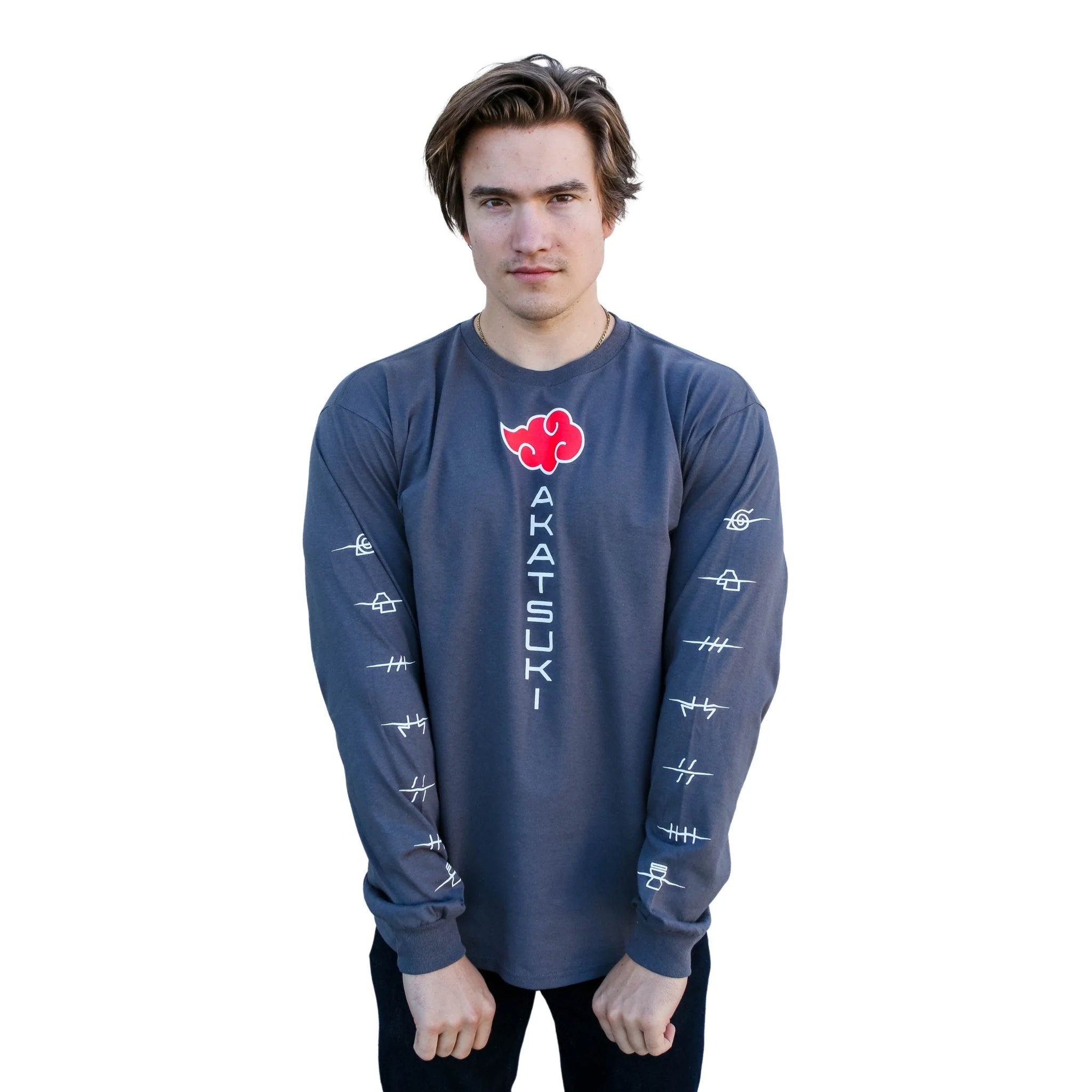 Naruto Shippuden Akatsuki Anti Village Symbols Anime Adult Long Sleeve T-Shirt - Image 2