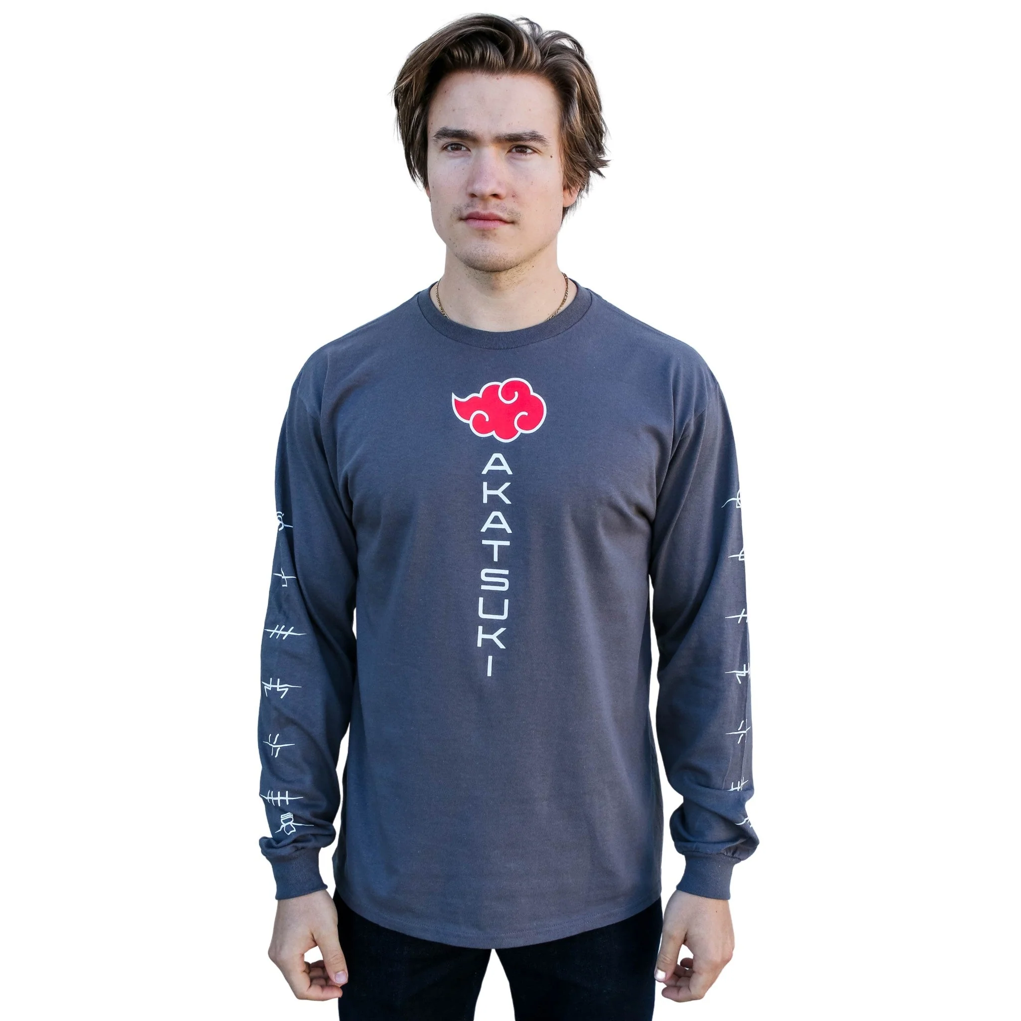 Naruto Shippuden Akatsuki Anti Village Symbols Anime Adult Long Sleeve T-Shirt - Image 3
