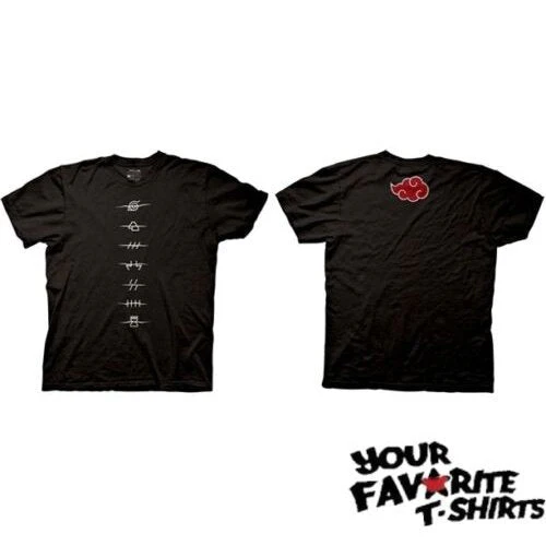Naruto Shippuden Akatsuki Clouds Village Symbols Adult T-Shirt - Image 2