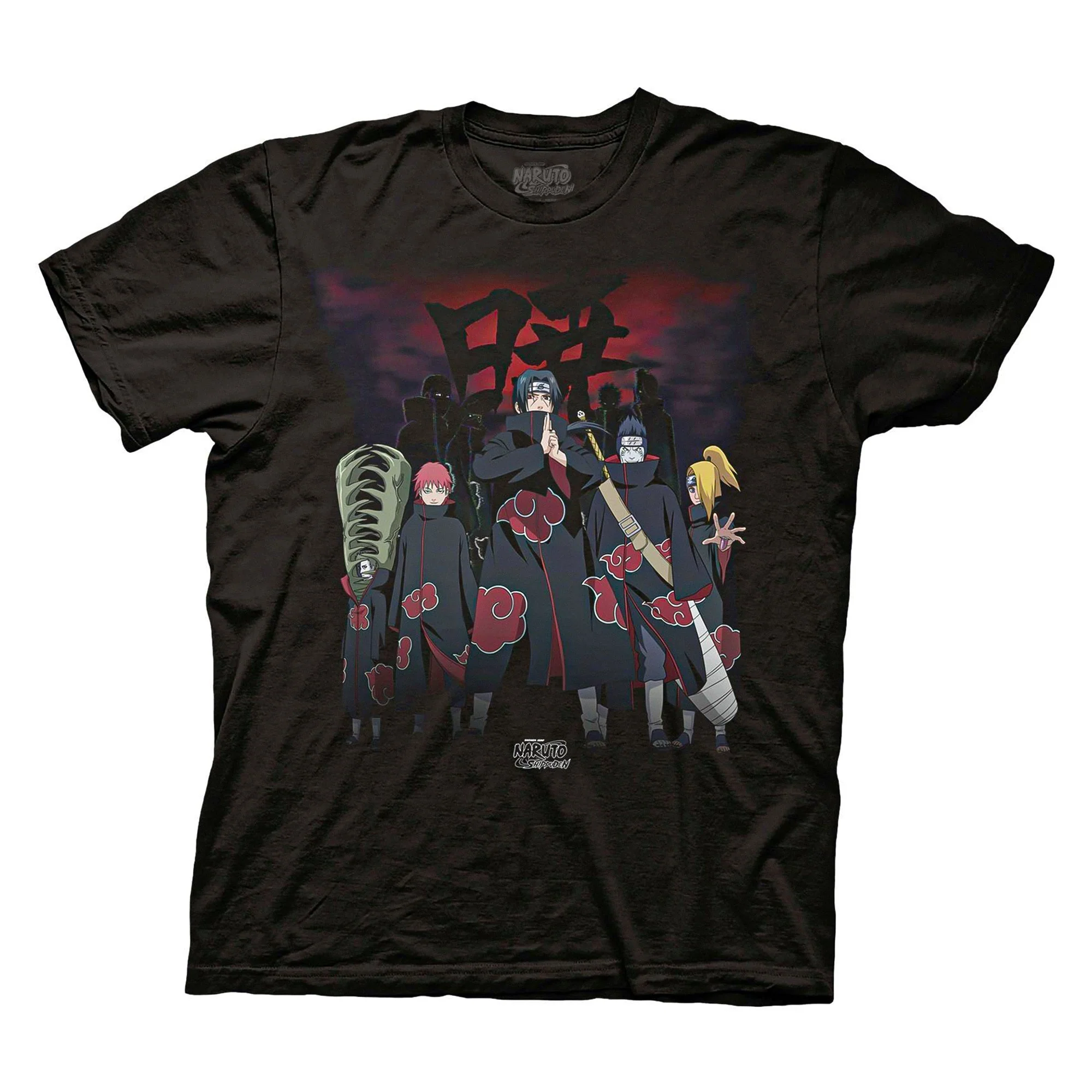 Naruto Shippuden - Akatsuki Group Adult T-Shirt - Black - Officially Licensed - Image 1