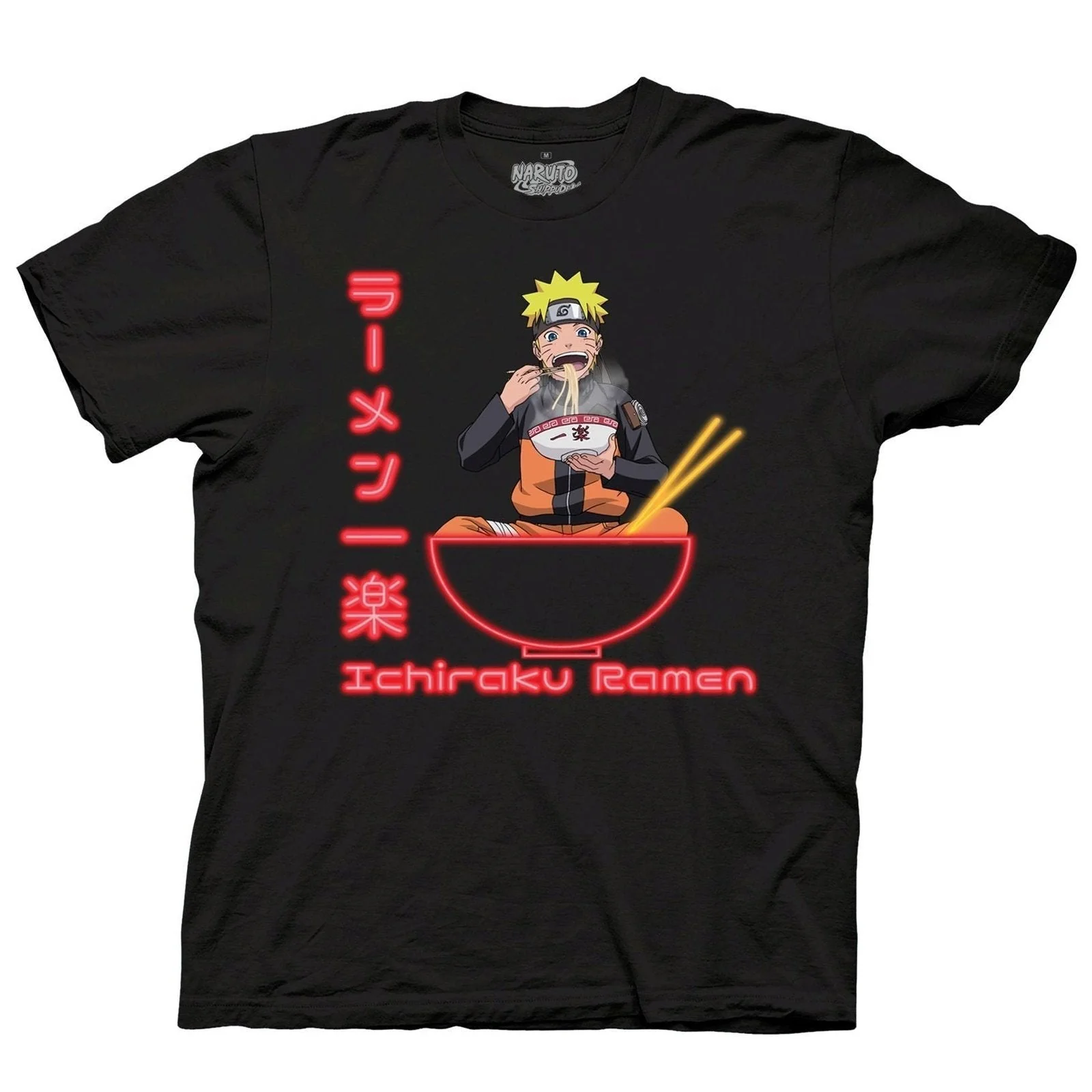 Naruto Shippuden Ichiraku Ramen Neon Kanji Officially Licensed Adult T-Shirt - Image 1