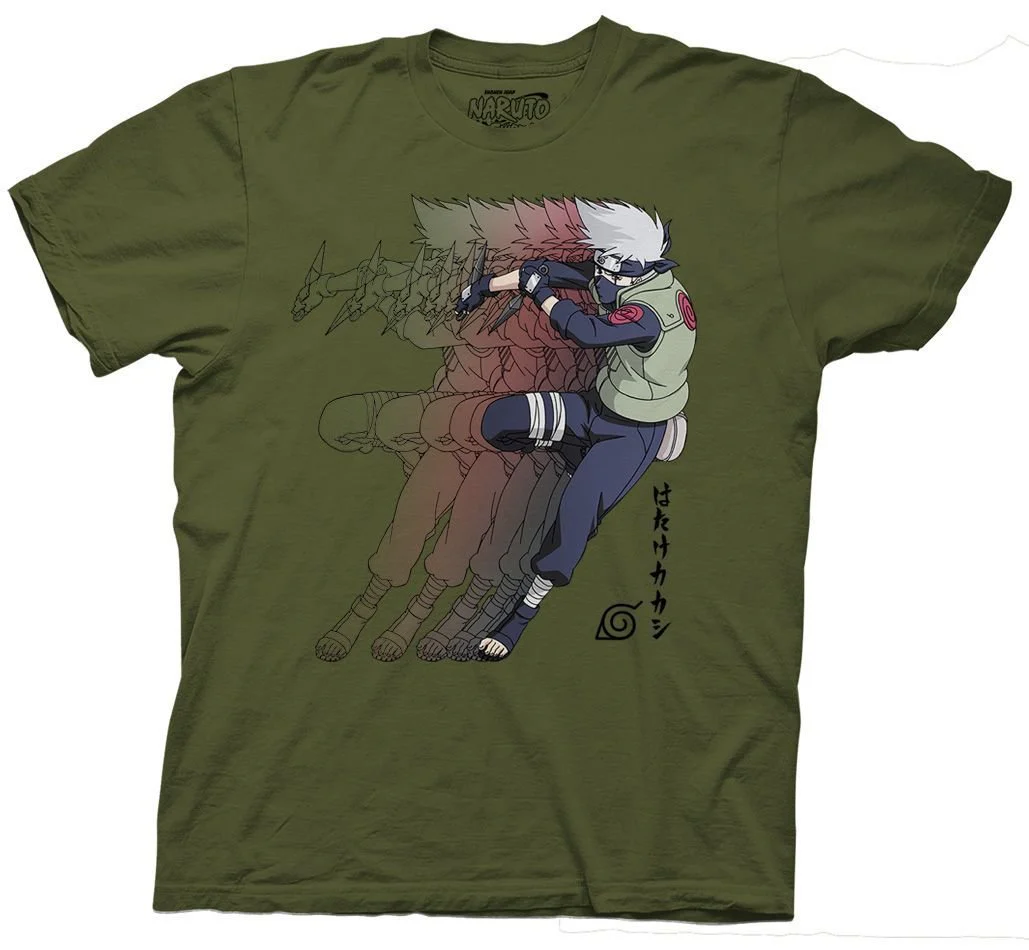 Naruto Shippuden Kakashi Kanji Officially Licensed Adult T-Shirt - Image 1