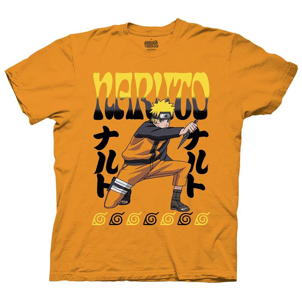 Naruto Shippuden Kneeling Naruto With Kunai Adult T-Shirt - Image 1