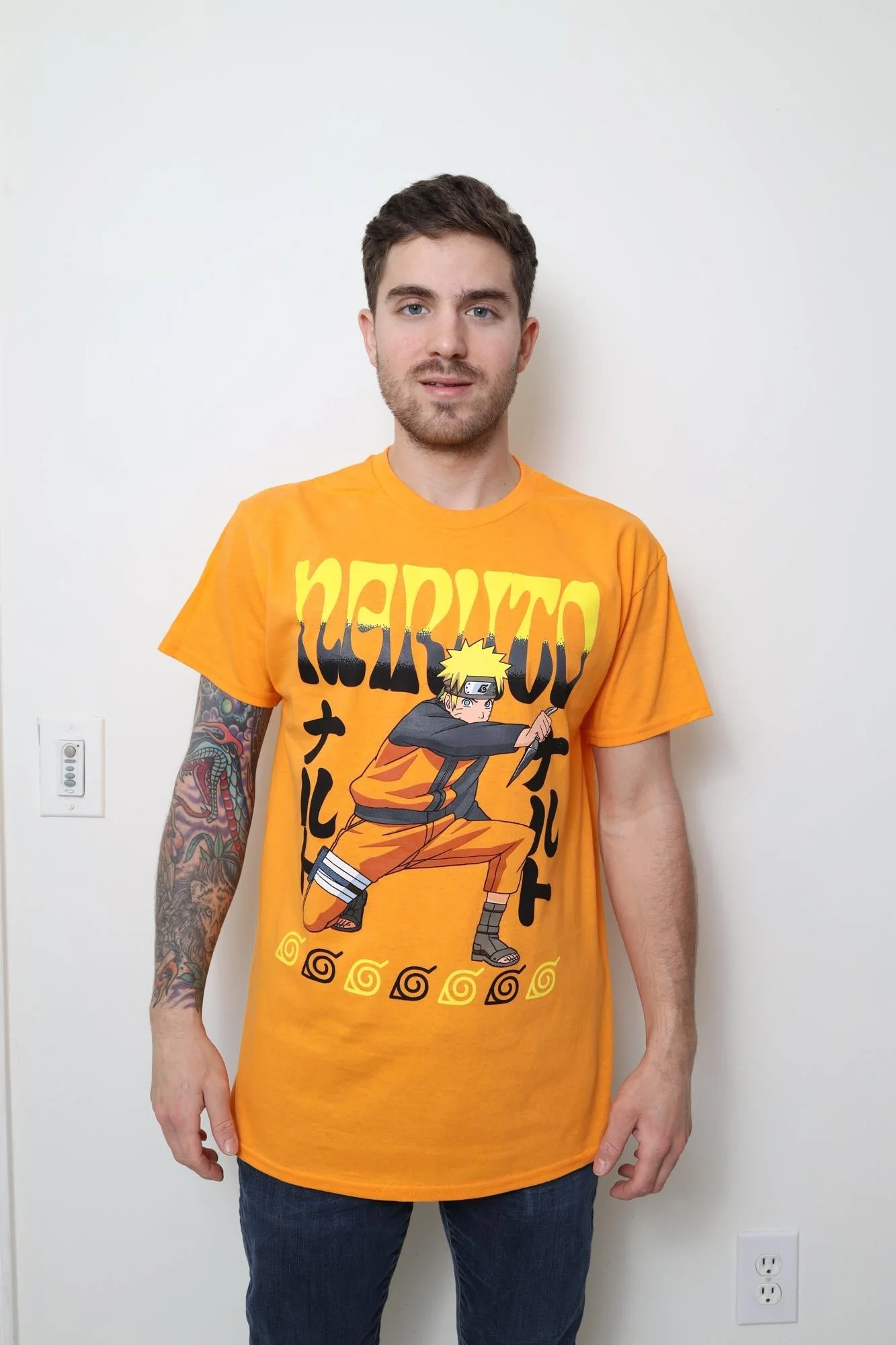 Naruto Shippuden Kneeling Naruto With Kunai Adult T-Shirt - Image 3