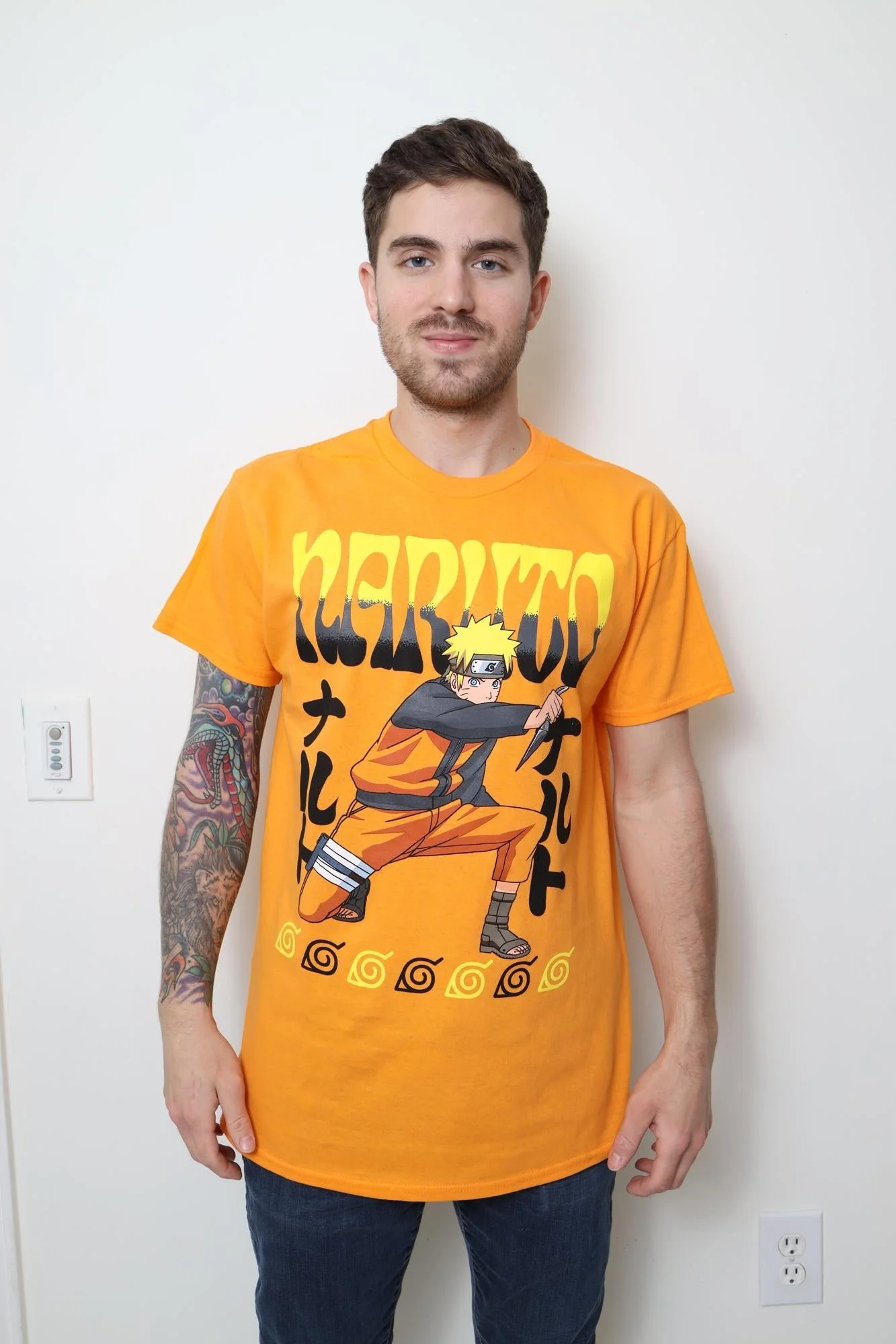 Naruto Shippuden Kneeling Naruto With Kunai Adult T-Shirt - Image 2