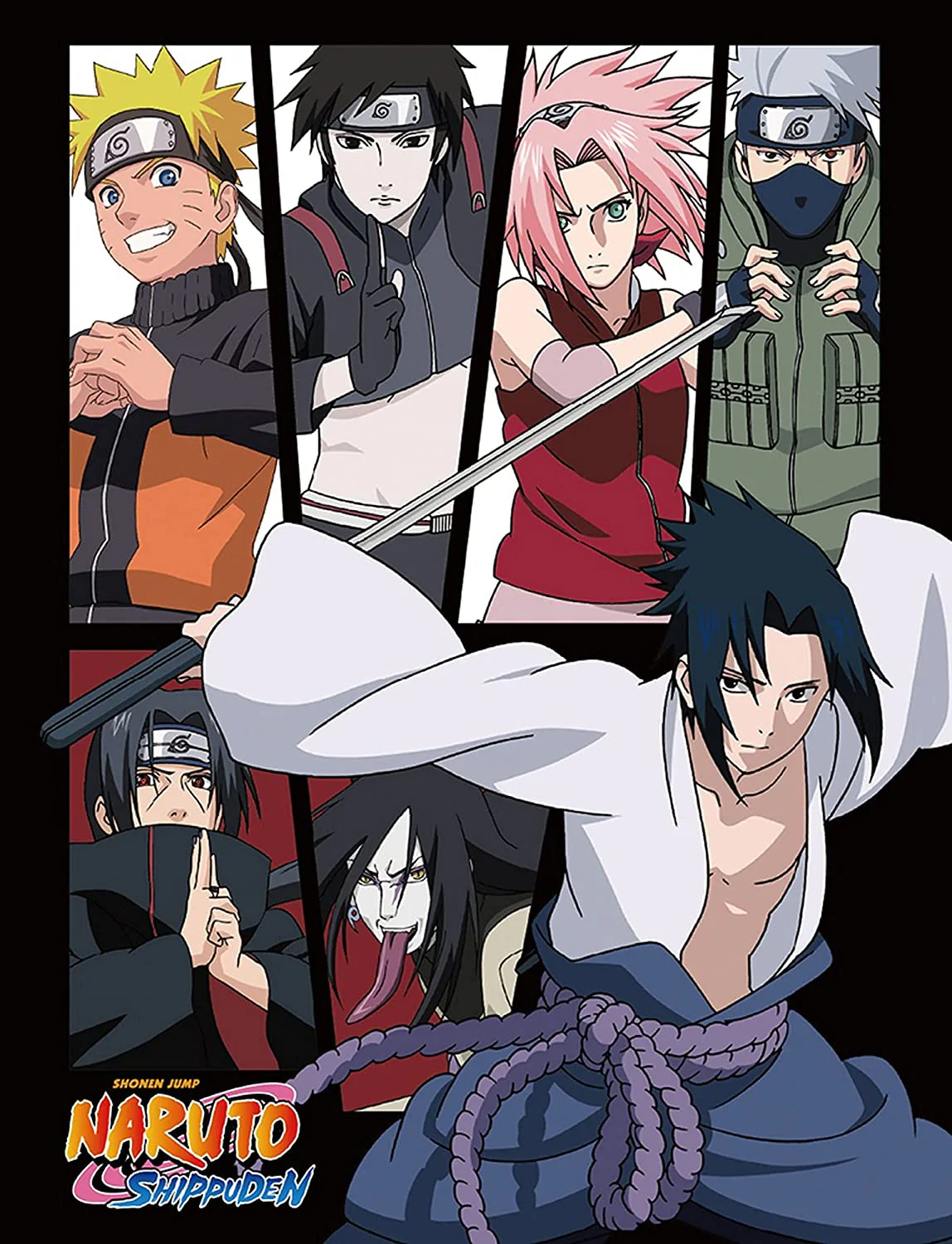 Naruto Shippuden - Sasuke & Group Sublimation Throw Blanket 46Wx60L - Image 1