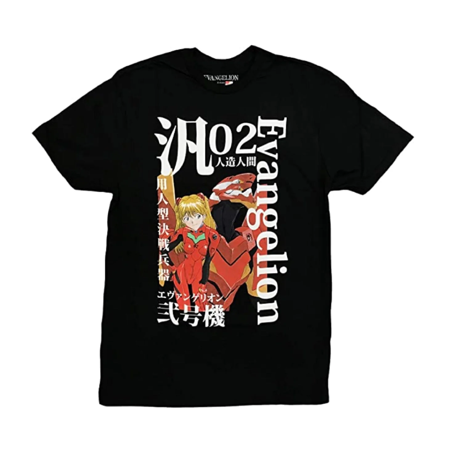 Neon Genesis Evangelion Asuka and Evangelion Unit-02 Anime Officially Licensed Adult T-Shirt - Image 1