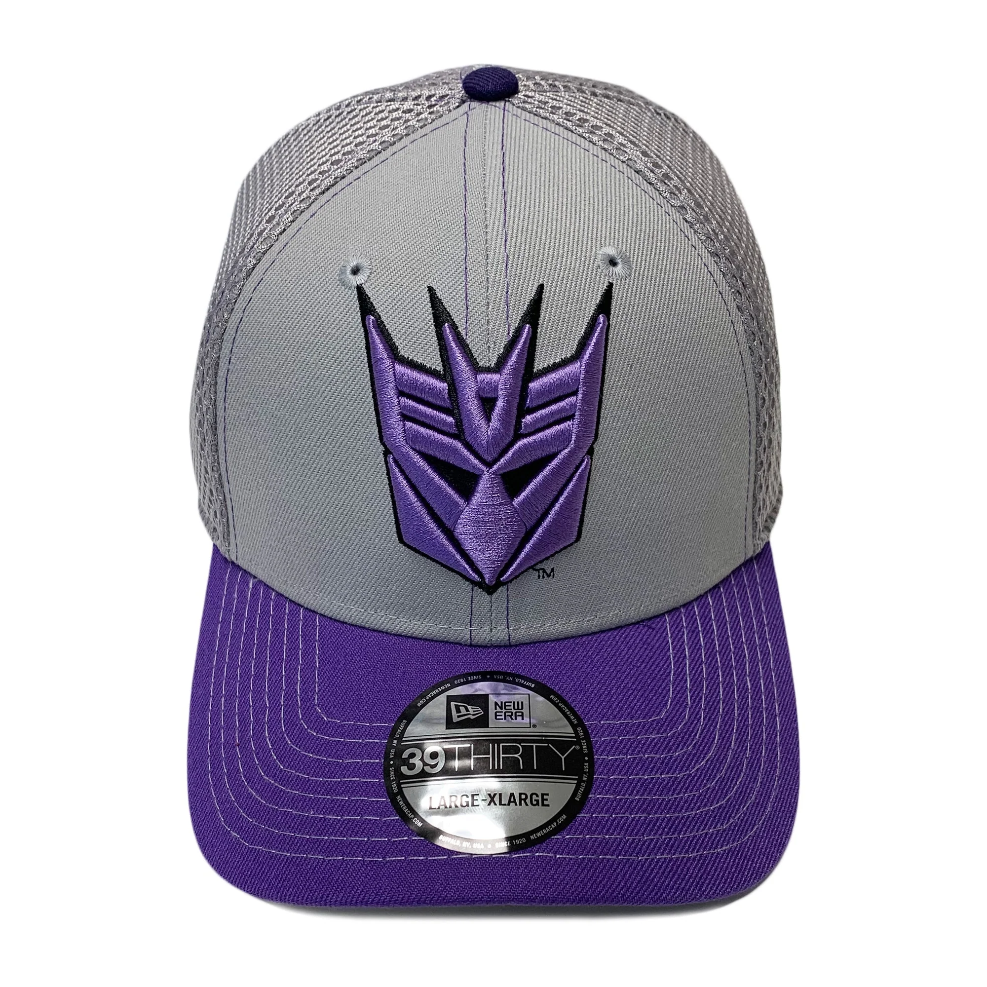 New Era 39THIRTY Transformers Decepticon Symbol Gray & Purple Fitted Hat - Image 2