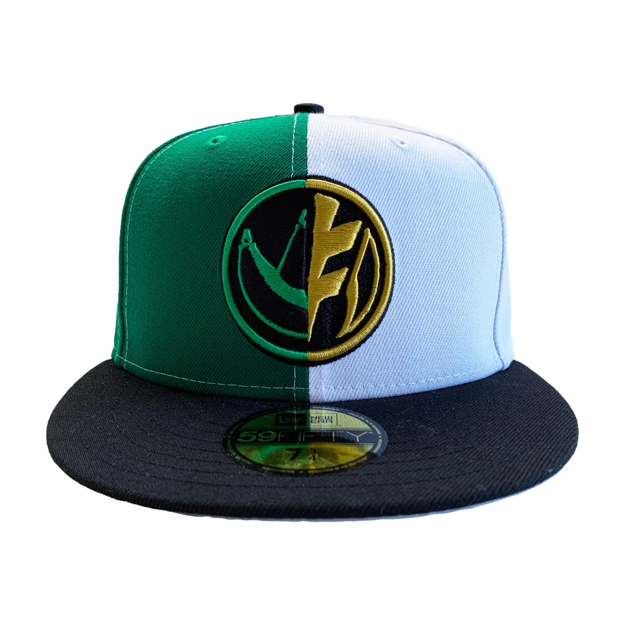 New Era 59FIFTY Power Rangers Green & White Ranger Split Fitted Cap Hat - Image 1