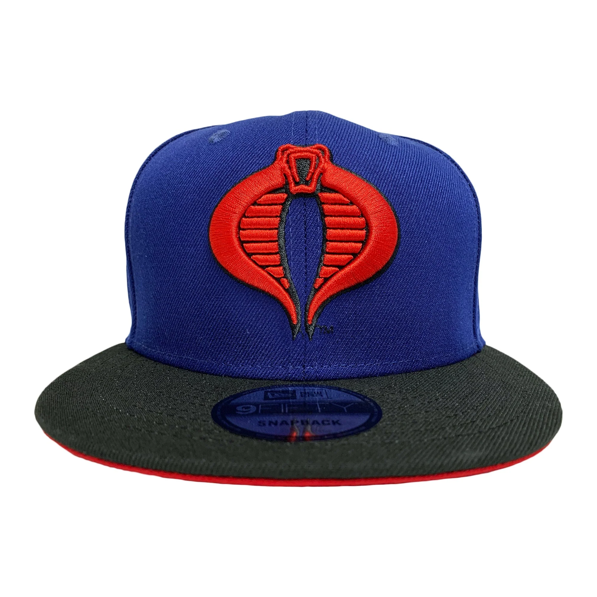New Era 9FIFTY G.I. Joe Cobra Logo Snapback Hat Cap Royal Black Red - Image 1