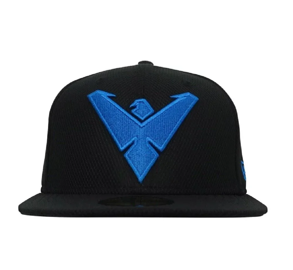 Nightwing Symbol New Era 9Fifty Black Scarlet Snapback Cap Hat - Image 2