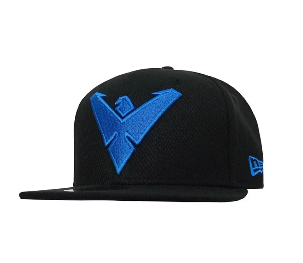 Nightwing Symbol New Era 9Fifty Black Scarlet Snapback Cap Hat - Image 1