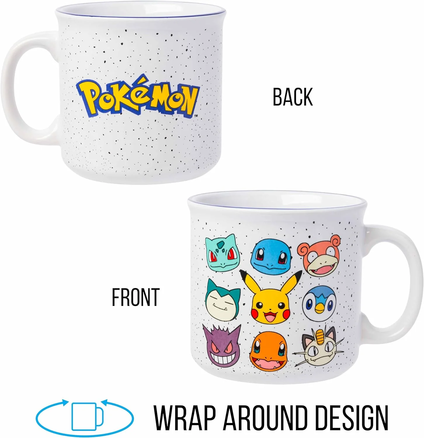 Nintendo Pokemon Bulbasaur Squirtle Slowpoke Snorlax Pikachu Charmander & More Grid Camper Mug 20 Ounces - Image 3