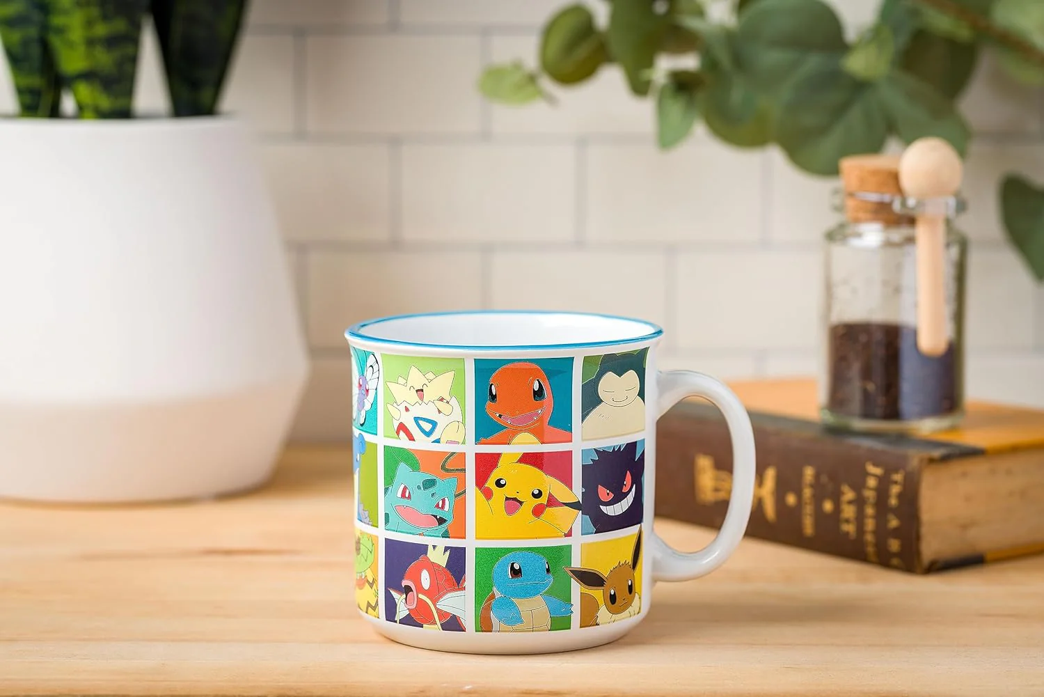 Nintendo Pokemon Bulbasaur Squirtle Snorlax Pikachu Eevee & More Grid Ceramic Camper Mug 20 Ounces - Image 2