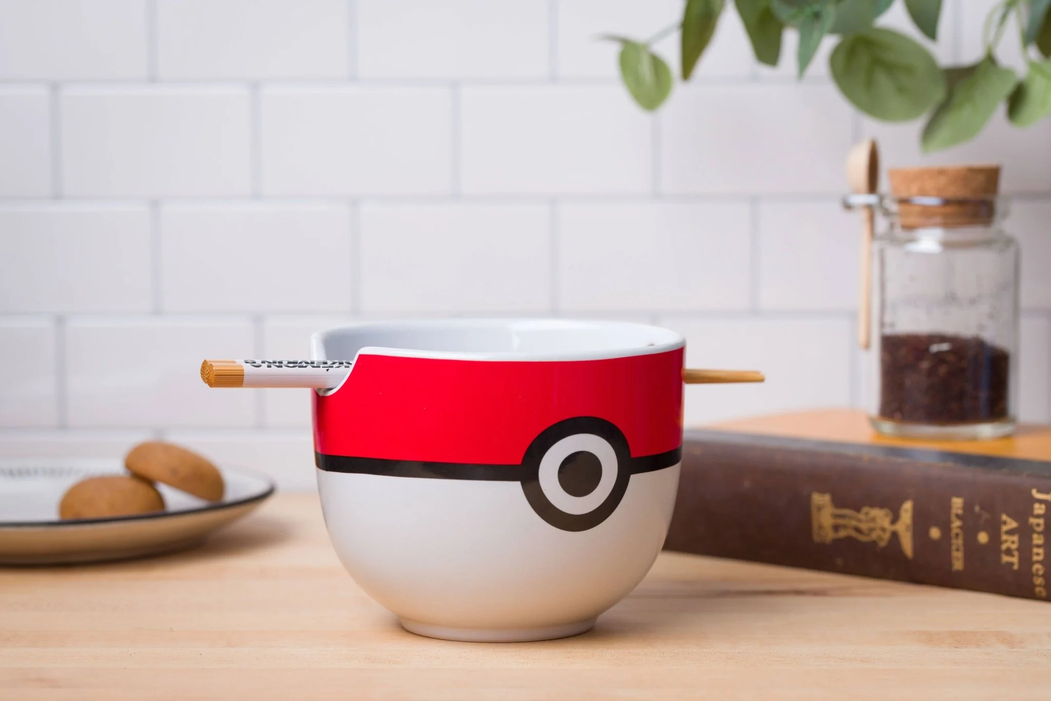 Nintendo Pokemon Pokeball Ceramic Ramen Bowl with Chopsticks 20 Ounces - Image 2