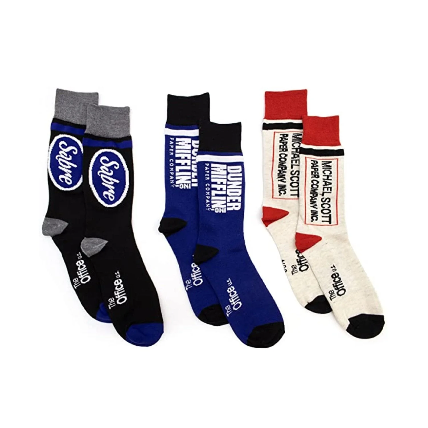 The Office Dunder Mifflin Paper Company Crew Socks 3 Pack - Image 1