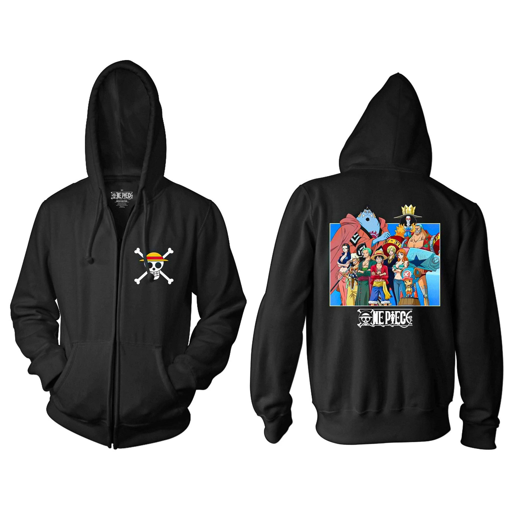 One Piece – Fishman Pirates Group Adult Zip Up Hoodie – Black – Officially Licensed