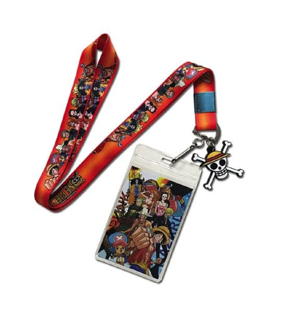 One Piece Group With Pirate Flag Anime Lanyard Neck Strap Id Holder - Image 1