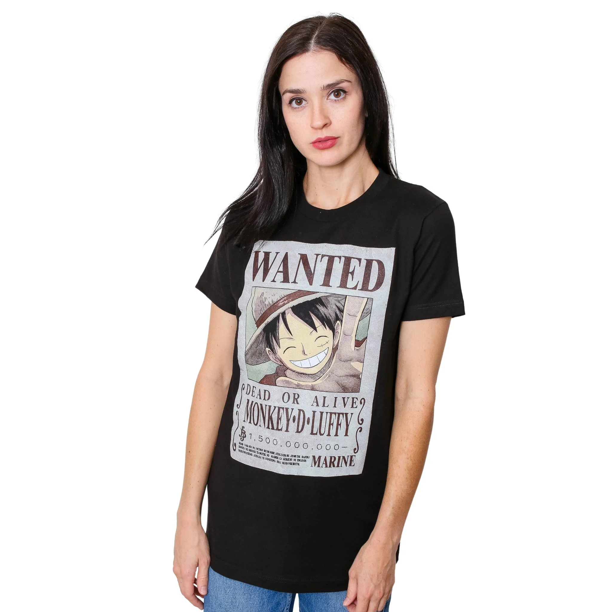 One Piece Luffy Full Wanted Poster Anime Adult Short-Sleeve Graphic T-Shirt - Image 3