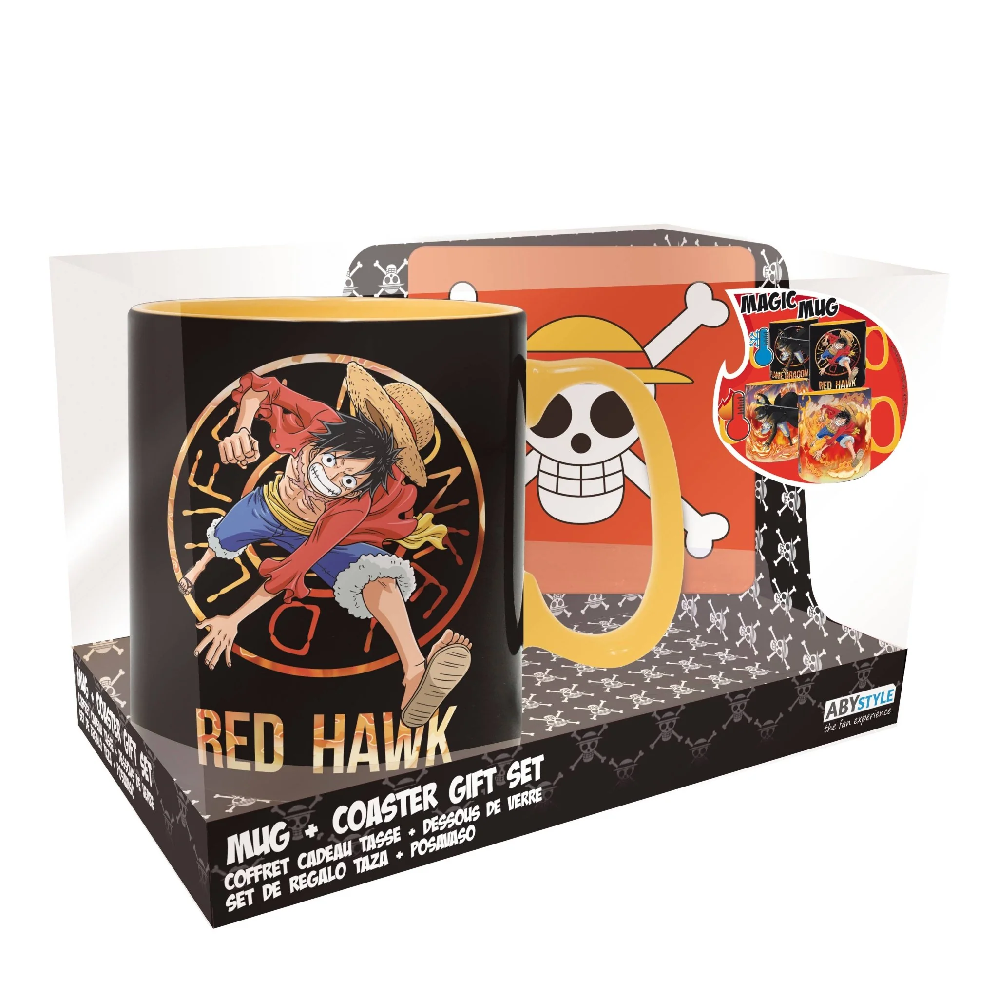 One Piece Luffy & Sabo Magic Heat Change Ceramic Mug 16Oz & Coaster Set